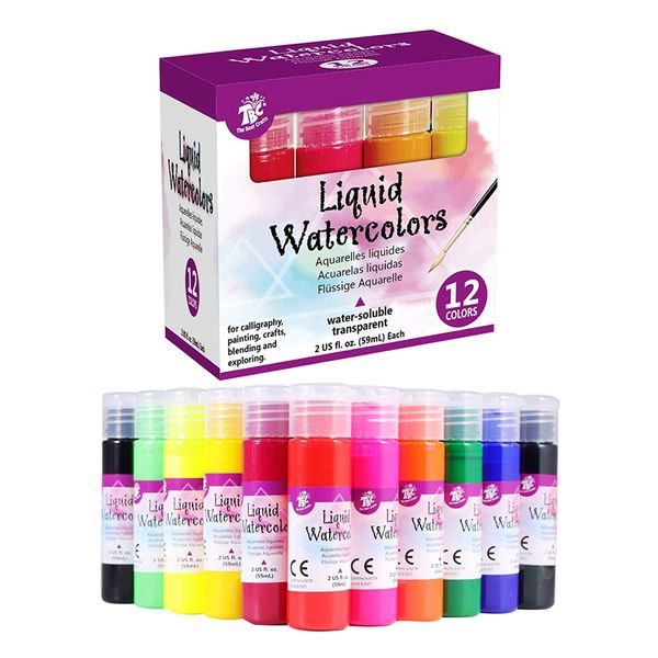 TBC The Best Craft Set of 12 Liquid Watercolor Paints