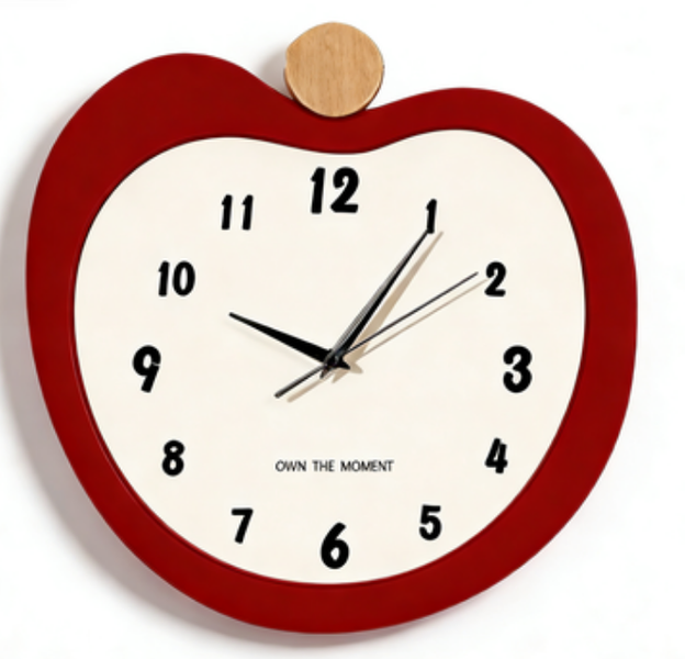 Playful Red Apple Wall Clock
