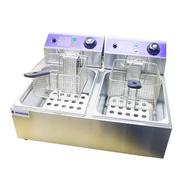 Agasons 10L Stainless Steel 2 Tank Electric Fryer