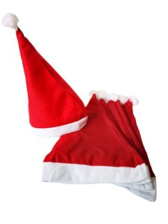 Santa Hats With Poms - Set Of 6