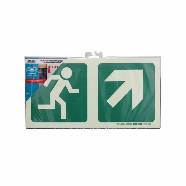 Parrot Photoluminescent Safety Sign - E11 (Run Man+Diagonal Arrow Up Right)