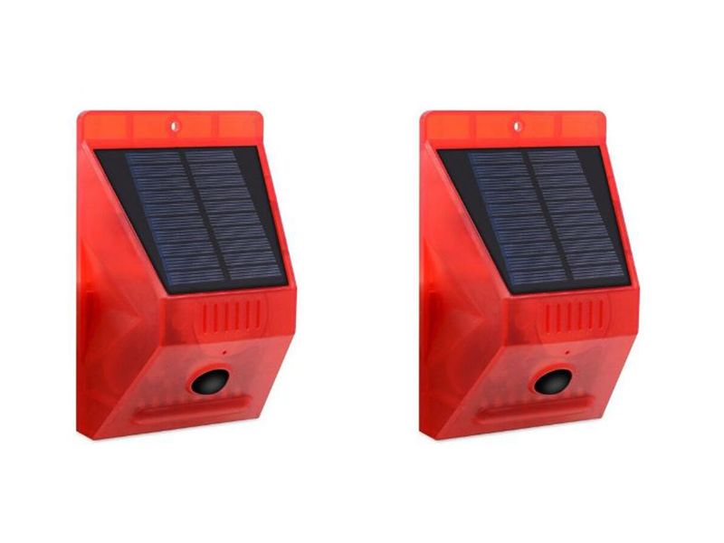 Solar Strobe Alarm Motion Detector with Remote Control Siren 4 Piece