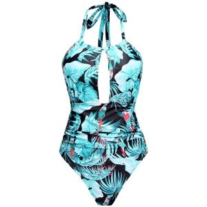 Olive Tree - Ladies One Piece Tummy Control 2-Way Swimsuit - Turquoise