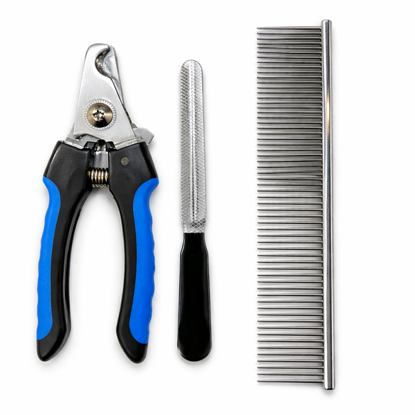 Pet Grooming Tool Set - Nail Clippers, Nail File &amp; Stainless Steel Comb