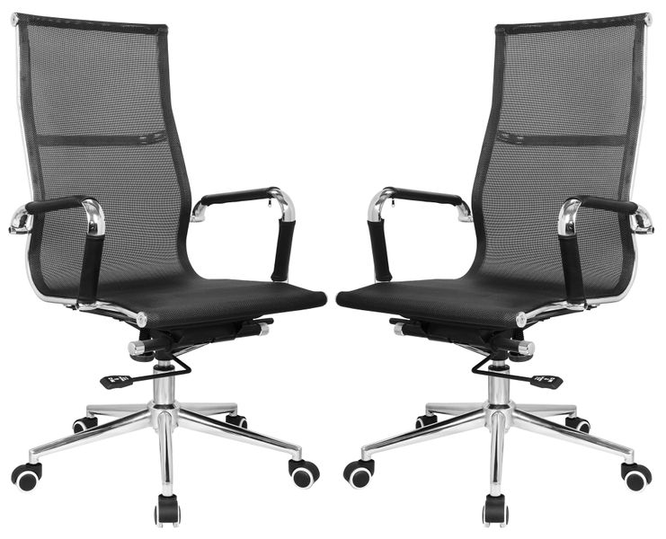 High Back Netting Office Chairs-Set of 2-Black
