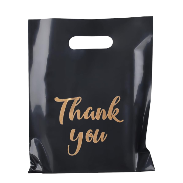 100Pcs Simple Thank You Party Gift Bags - Black &amp; Gold