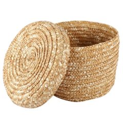 Wheat Straw Woven Storage Basket Innovative Basket(Medium )