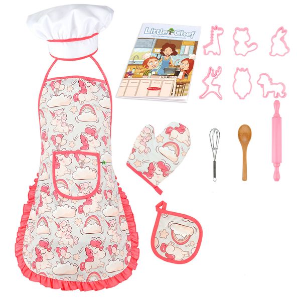 Cooking Baking Chef Dress Up Kitchen Pretend Play Toys Playset with Apron