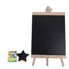 25 x 37cm Portable Chalkboard with Easel, 12 Chalks and Eraser