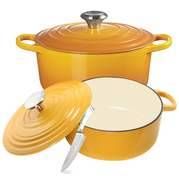 Enameled Cast Iron Casserole Pots Combo Set - Set of 3