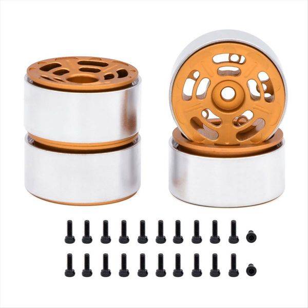 Metal Wheel Rim for 1/24 1/18 Rc Crawler Car Dual-Hole 5-Spoke Orange