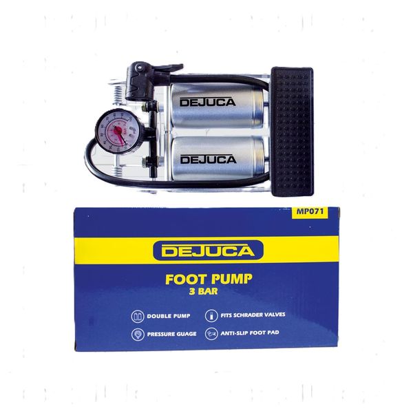 Dejuca Double Foot Pump with Pressure Gauge - 3 Bar