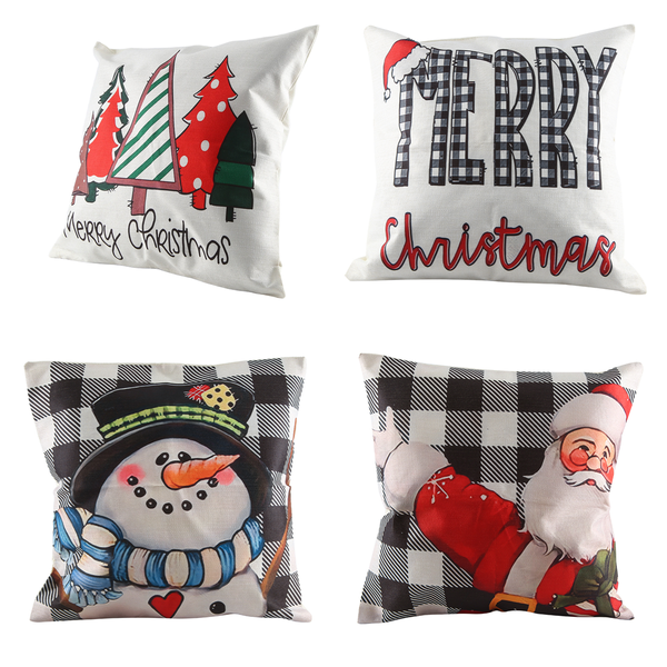 Christmas Pillow Covers 18X18 Set Of 4 Decorations For Home Decor