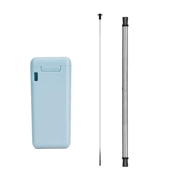 Portable Reusable Stainless Steel &amp; Silicone Collapsible Straw
