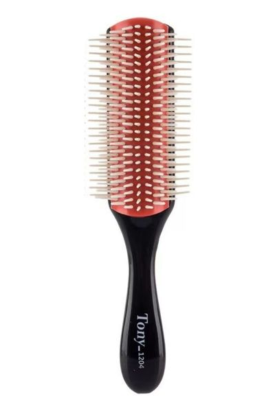 Classic Styling Curly Hair Brush. 9 Row Black Brush for Detangling