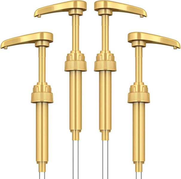 4 PCS Coffee Syrup Pump Dispenser, for 750ml/25.4 oz Syrup Bottle (Gold)