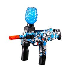 Adjustable Toy Gun with Gel Beads - Uzi - Blue, Black and White