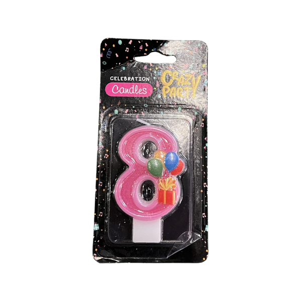 Birthday Candles No 8 Pink
