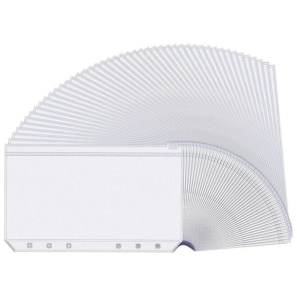 48 Pieces Binder Pockets 6 Holes Zipper Binder Pouch Folders(A6)
