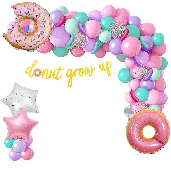 First Birthday Party Balloon Banner DIY Decoration Set - Donut Grow Up