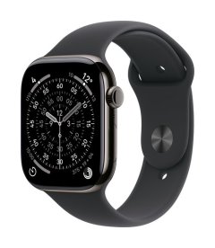 Apple Watch Series 11 GPS+Cell 46mm Slate Titanium with Black Sport Band