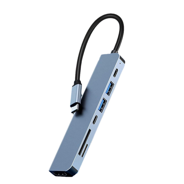 USB C Hub 7 in 1 Type-C Adapter with HDMI &amp; 2 USB Ports &amp; SD/TF &amp; PD 100W