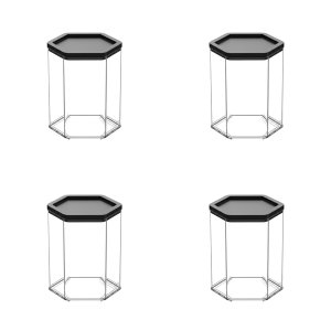 Small Dustproof Figure Display Storage Box - Black 4 Pack