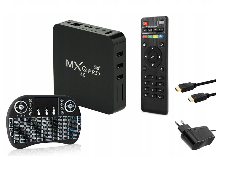 Android 10.1 MXQ Pro 4K 5G 4K HDR Ultra-HD TV Box + Backlit Keyboard