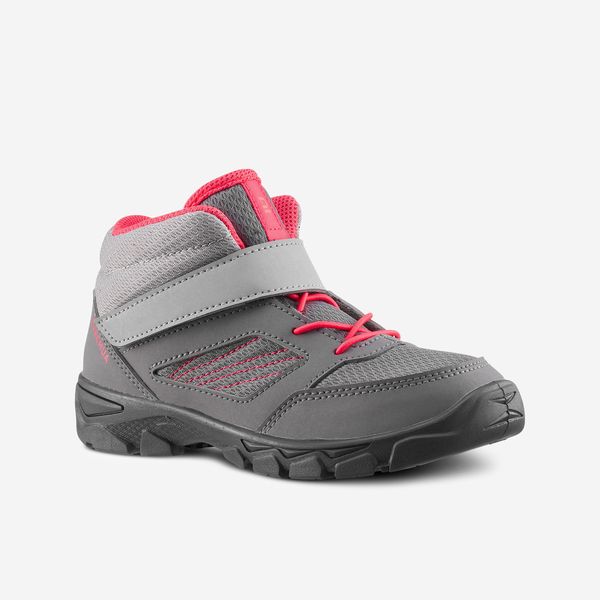 Quechua Kids Hiking Shoes with Rip-tab MH100 Mid - Grey &amp; Pink