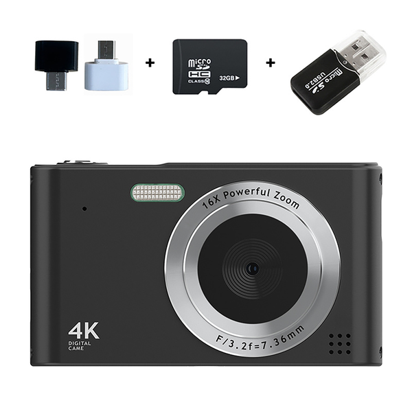 48MP 4K HD Digital Camera with 16X Zoom Macro Lens, Hybrid
