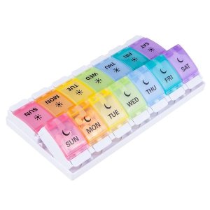 Weekly 7 Day AM PM Push Button Pill Organiser