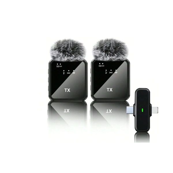 2 In1 Wireless Microphone Lavalier USB-C+Lightning High-Quality Sound &amp; ANC