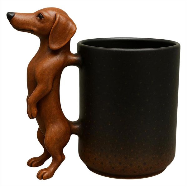 Handmade 11OZ Dachshund Coffee Mug - Cute Wiener Dog Themed Ceramic Cup for