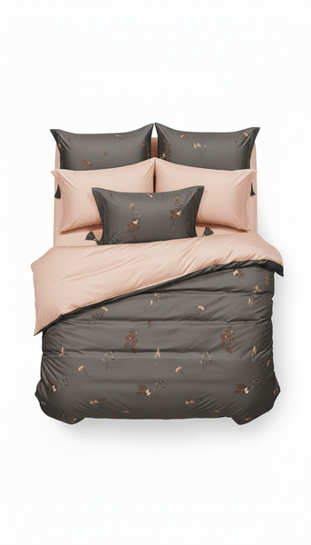 Floral Pattern Queen Duvet Cover Set Bed Linen Bedding - White With Blue - 4 Piece