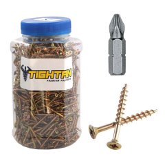 Tighten POZI Chipboard Screws 8x50mm - 500 Pack + Free Bit