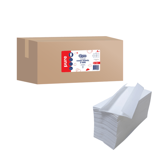 1-Ply C-Fold Paper Hand Towels - 2000 Sheets Bulk Pack for Dispensers