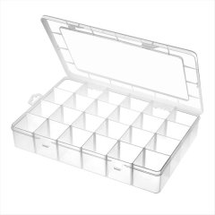 Large 24 Grids Plastic Organizer Box Adjustable Dividers,Clear Storage Box