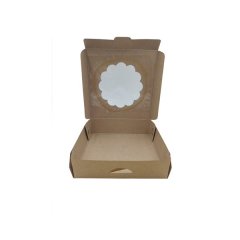 Kraft Small Quiche Boxes with PLA Window - 12cm - 100 Pack