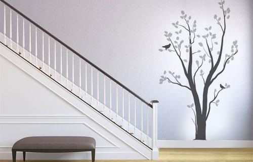 Fantastick - Silver Birch Tree Vinyl Wall Art - Charcoal &amp; Silver