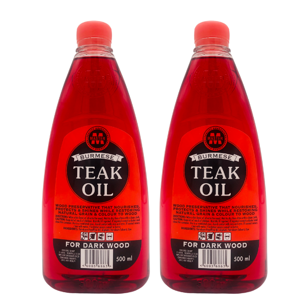 Burmese Teak Oil Dark Wood Furniture Oil 500ml - Pack of 2