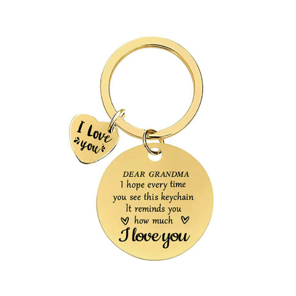 Gold Charm Keyring Grand Ma Appreciation Love Novelty Gift - Dear Grandma