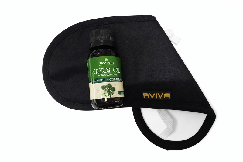 AVIVA Castor Oil Thyroid Wrap and Aviva Hexane Free Castor Oil Starter Kit