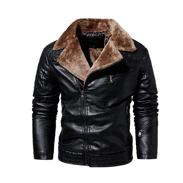 Men's Luxury Faux Leather Jacket with Fur Collar - Bold &amp; Stylish
