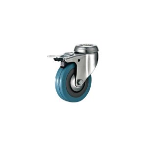 Tradequip - Grey Rubber Castor - Bolt Hole Swivel with Brake 75mm
