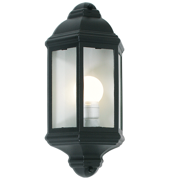 MrUL-Outdoor Half Lantern Wall Lamp Black