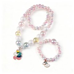Unicorn Stretch Necklace Little Girl Toddler Necklace Bracelet Set, Little