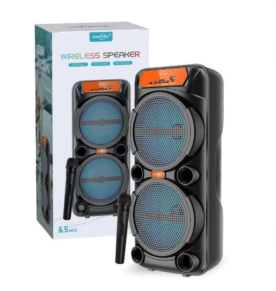 GTS-1880 Portable Bluetooth Karaoke Speaker Double 6.5 Inch with Microphone