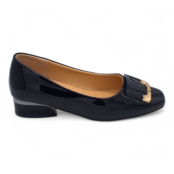 TTP Women Patent Low Heel Squar Toe Courts with Decor HTG-01
