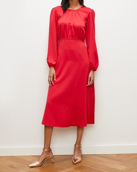 Satin Back Detail Empire Midi Dress
