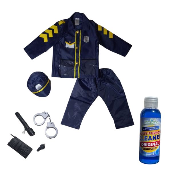 Kids Police Dress Up Costume Set with Accessories &amp; Mmafha Cleaner
